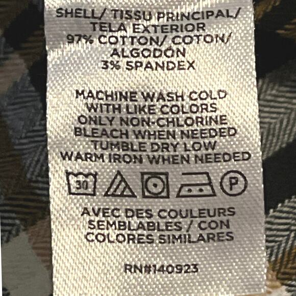 Loft Plaid Button Down Blouse Womens Size XL Black Gold Ruffle Work Casual - Picture 12 of 13